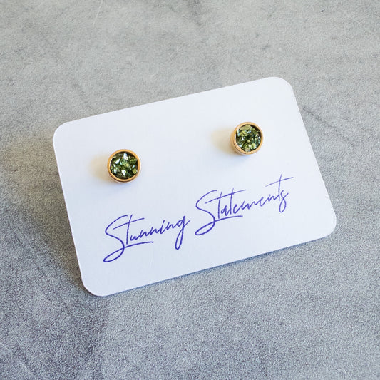 stunning statements small green gold audrey stud earrings