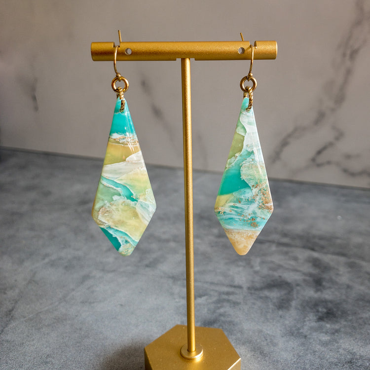 stunning statements tropical vacation clay colorful bright bold statement yellow green teal journee dangle earrings
