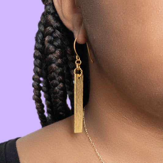 Stunning Statements gold rectangle Armani Bar Earrings