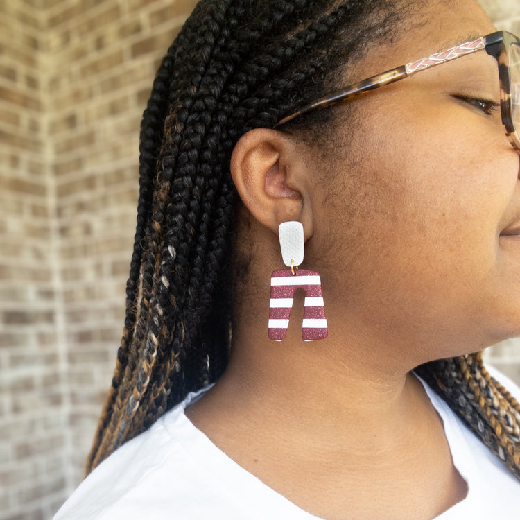 stunning statements maroon and white mississippi state gameday clay brynn earrings