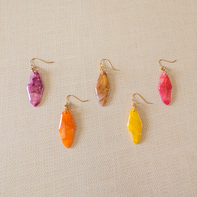 stunning statements colorful simple clay purple bronze yellow magenta orange delilah dangle earrings