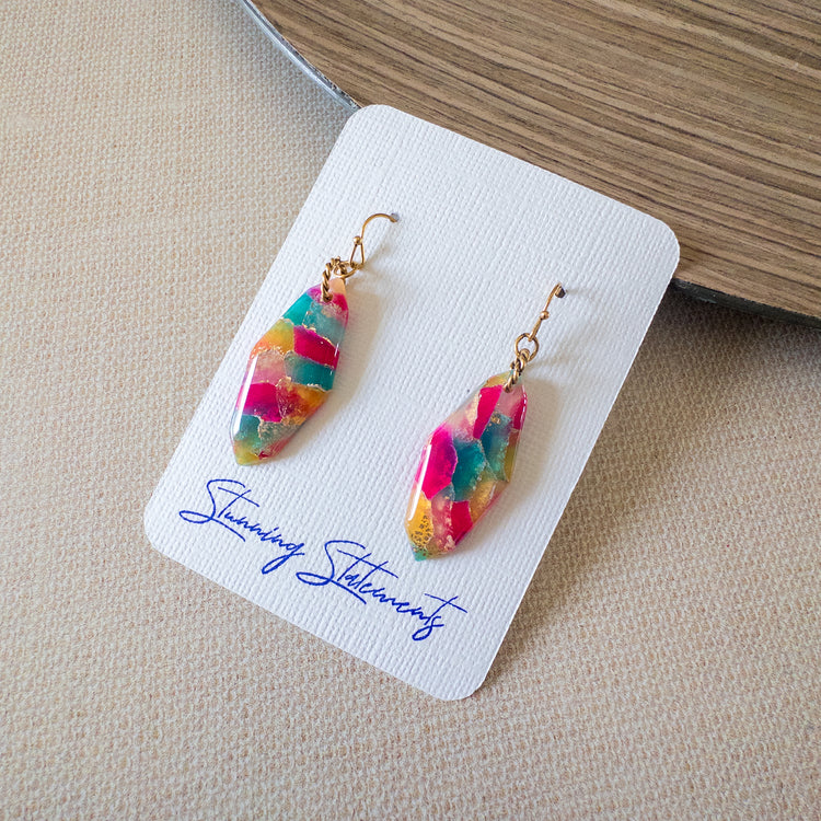 stunning statements colorful simple clay rainbow  delilah dangle earrings