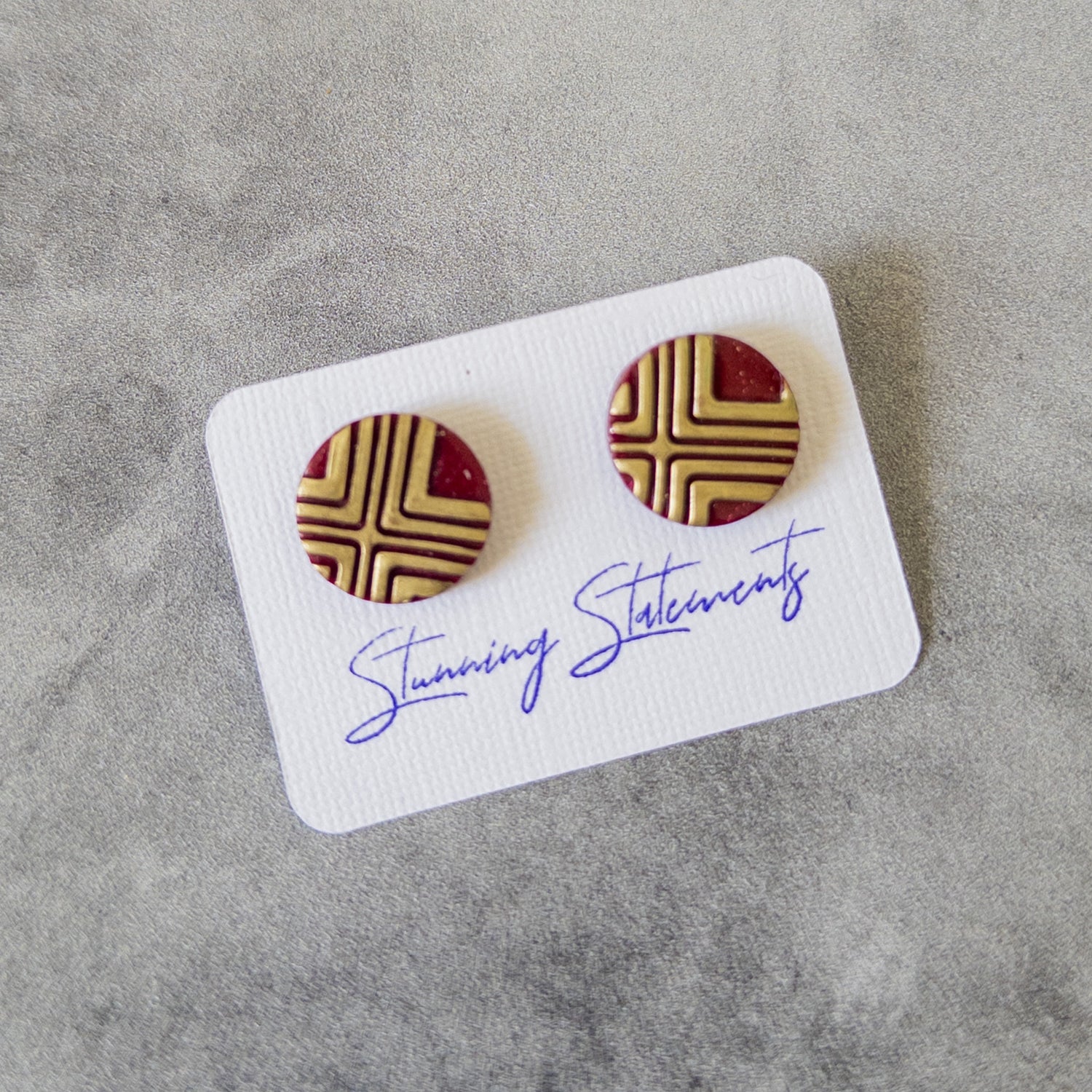 stunning statements textured bright bold colorful maroon burgundy cleo stud earrings