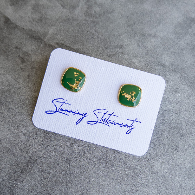 stunning statements office work professional simple square clay green juliette stud earrings