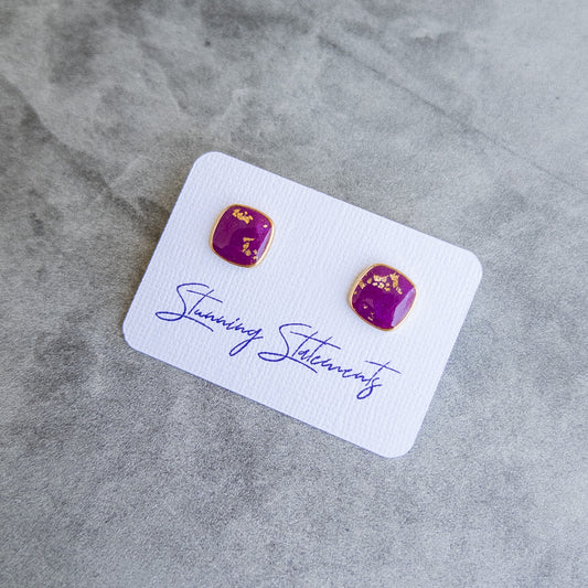 stunning statements office work professional simple square clay purple juliette stud earrings
