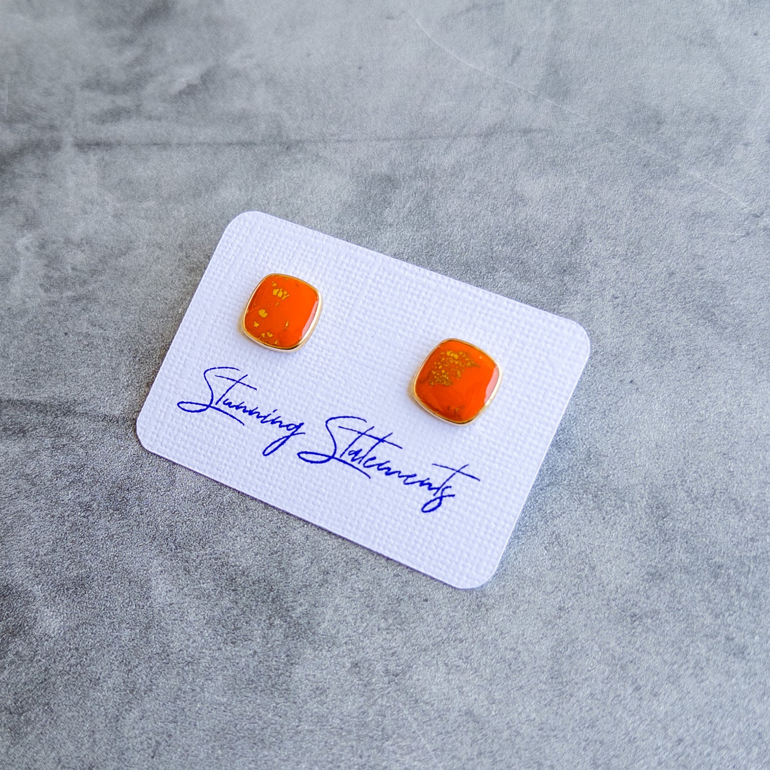 stunning statements office work professional simple square clay orange juliette stud earrings