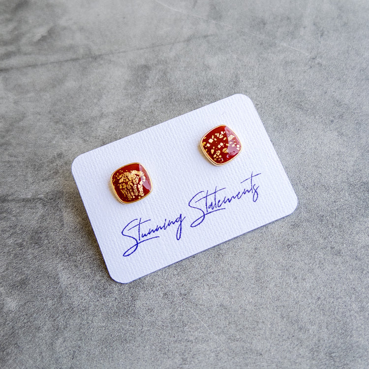 stunning statements office work professional simple square clay crimson juliette stud earrings