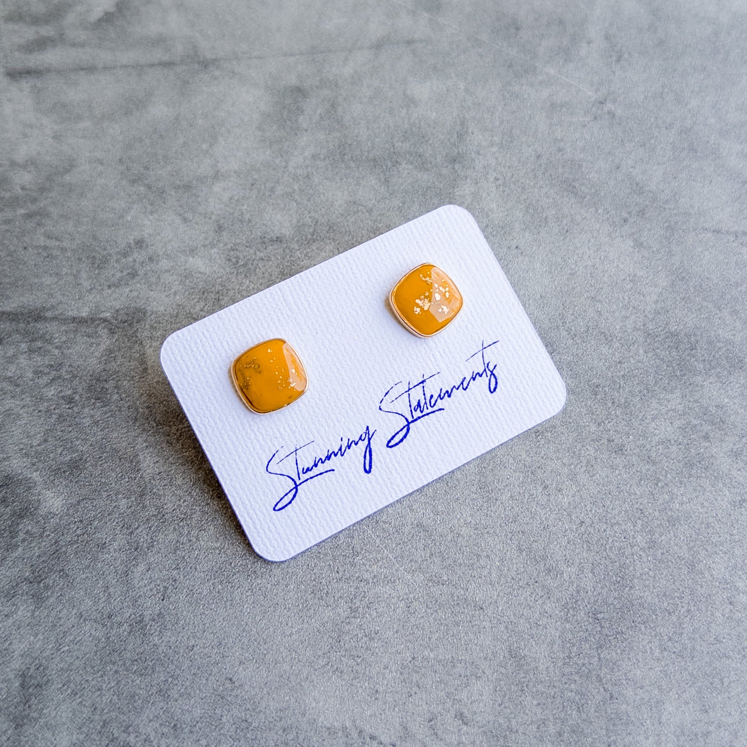 stunning statements office work professional simple square clay yellow juliette stud earrings