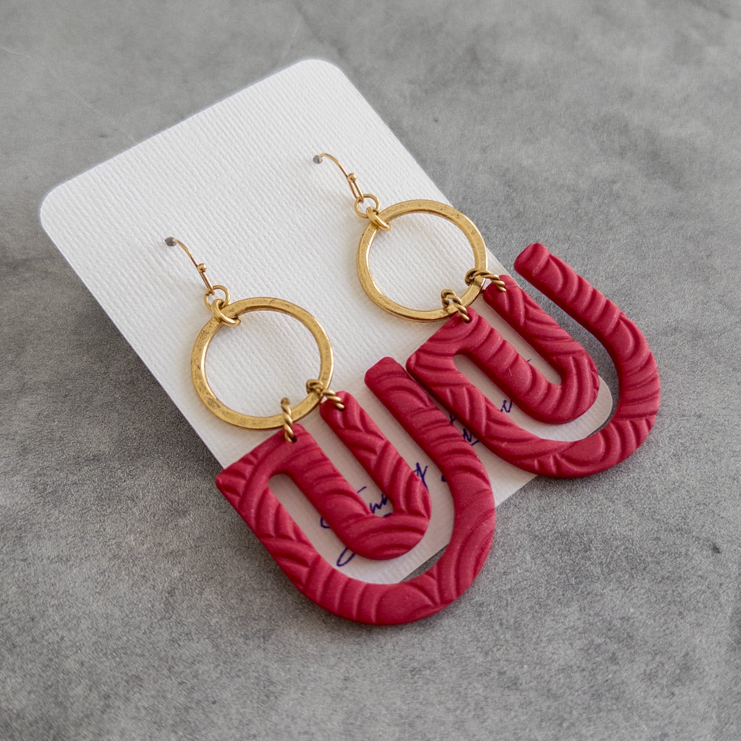 stunning statements textured clay big oversized colorful bold bright pink  eliana dangle earrings