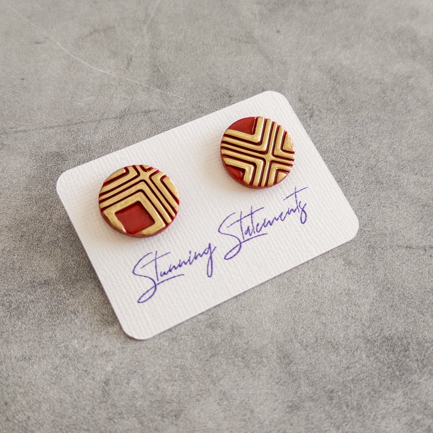 stunning statements textured bright bold colorful crimson cleo stud earrings