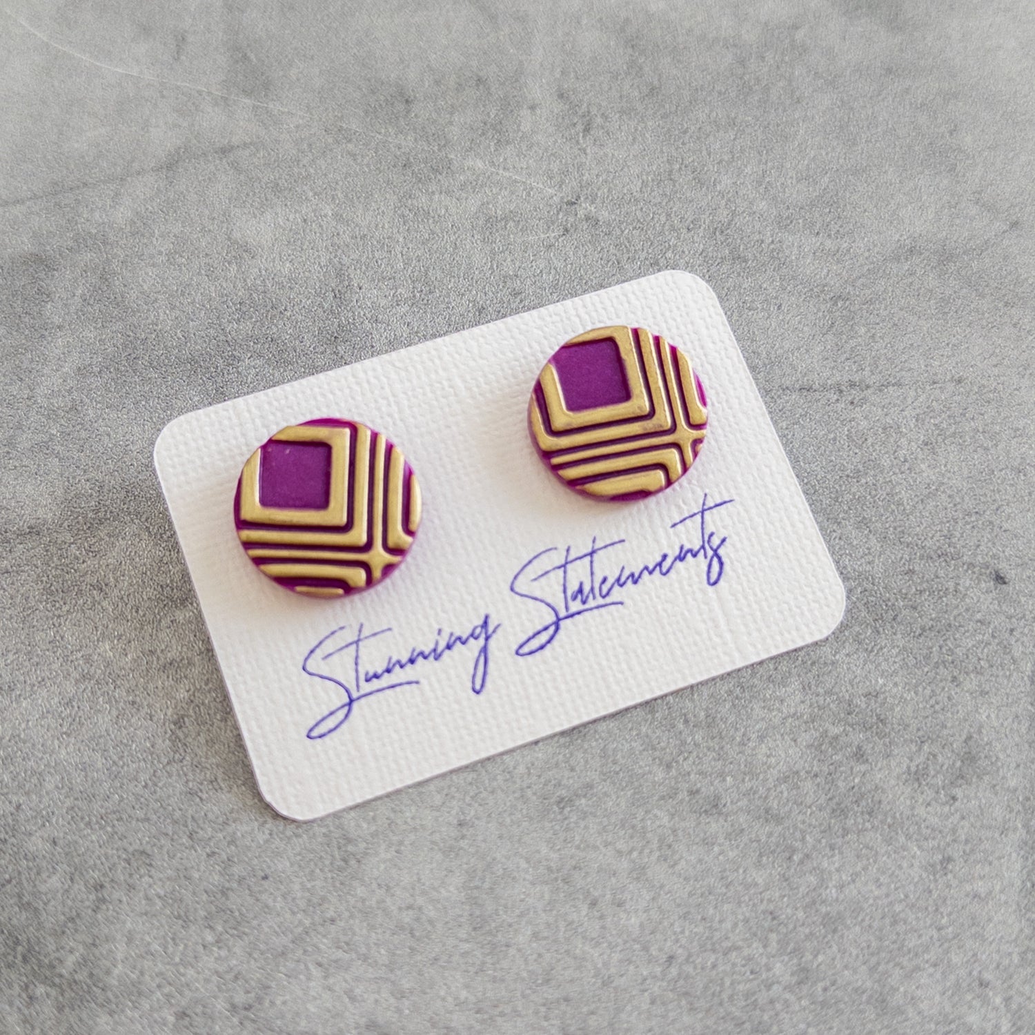stunning statements textured bright bold colorful purple cleo stud earrings