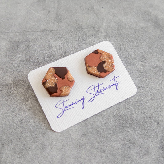 stunning statements clay bold bright colorful trendy brown franki stud earrings