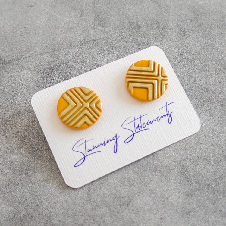 stunning statements textured bright bold colorful yellow cleo stud earrings
