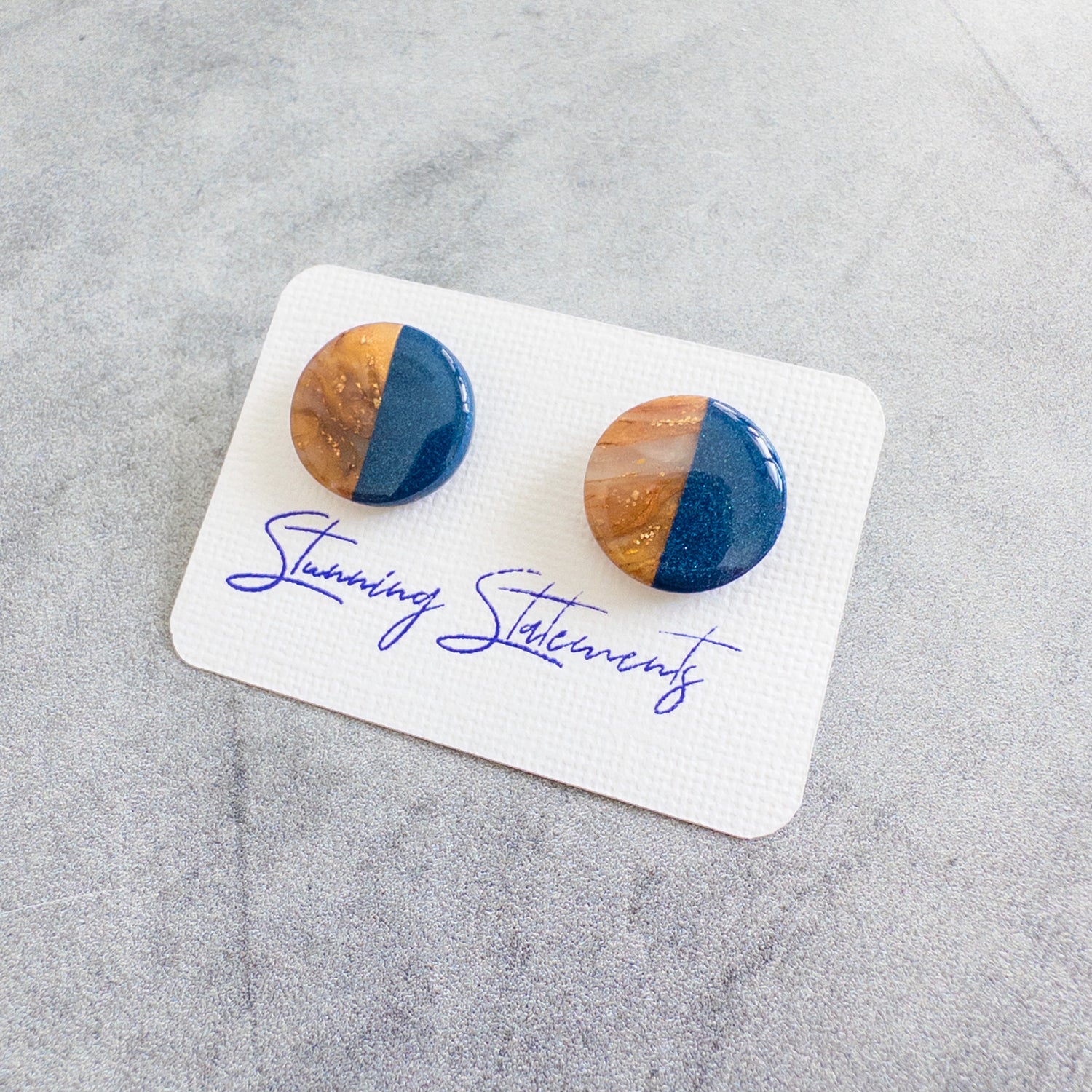 stunning statements circle statement marble bold bright navy dayna stud earrings