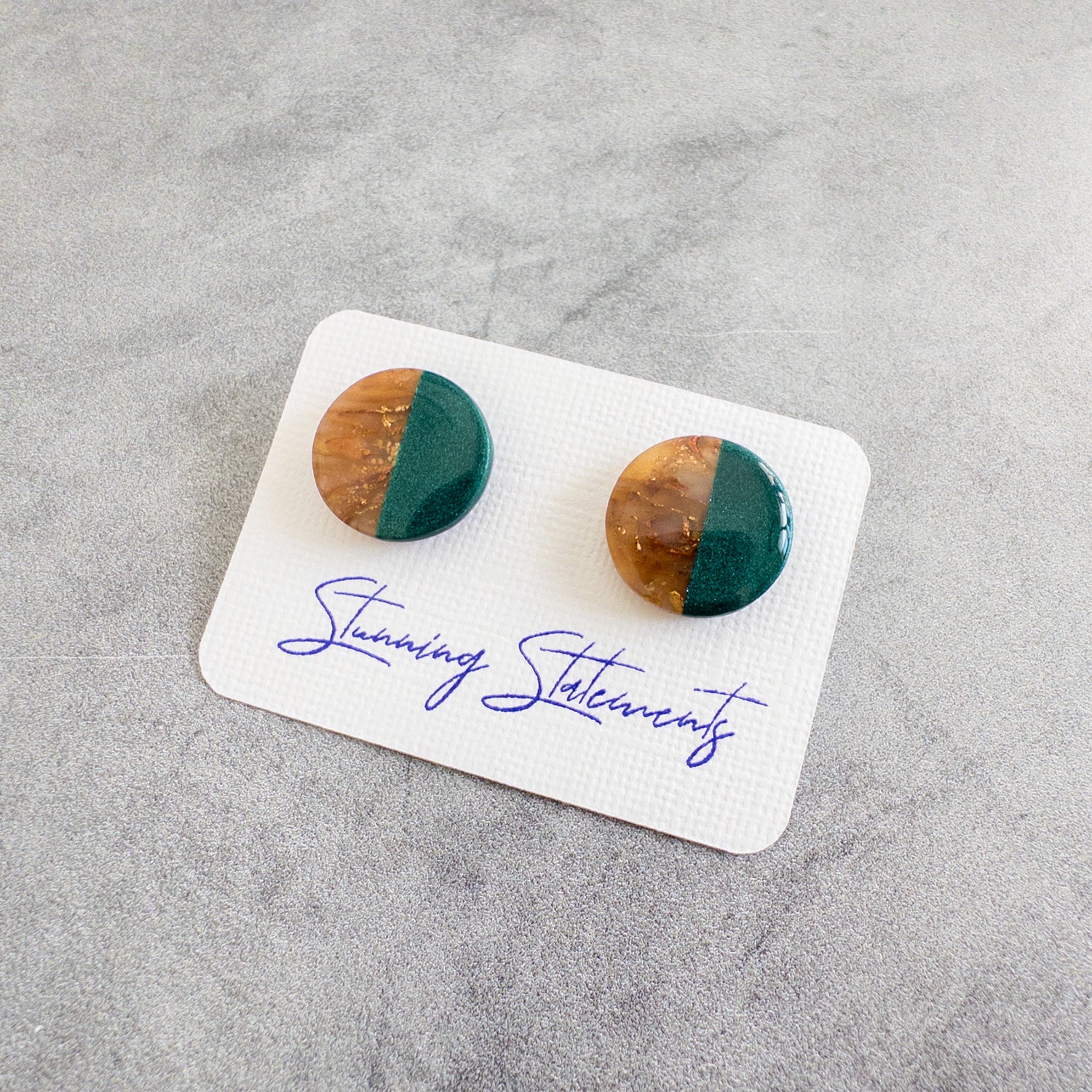 stunning statements circle statement marble bold bright green dayna stud earrings
