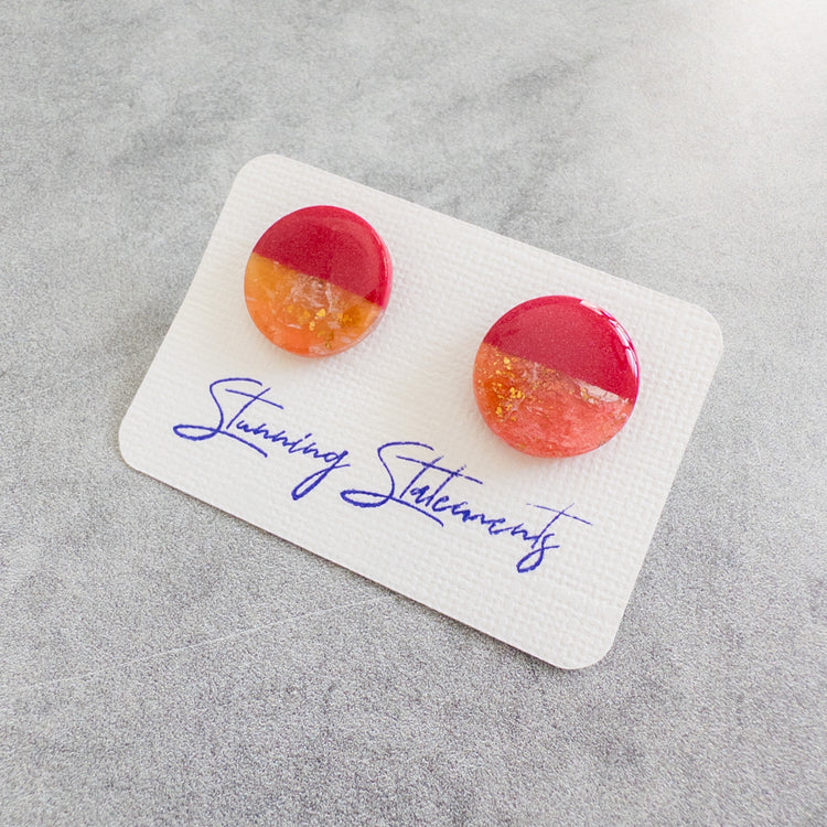 stunning statements circle statement marble bold bright magenta dayna stud earrings
