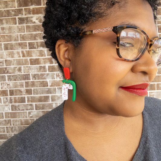 stunning statements clay lightweight fun trendy statement colorful color block casual simple green red rae dangle earrings