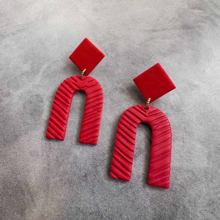 stunning statements clay lightweight long textured bold simple red maren dangle earrings