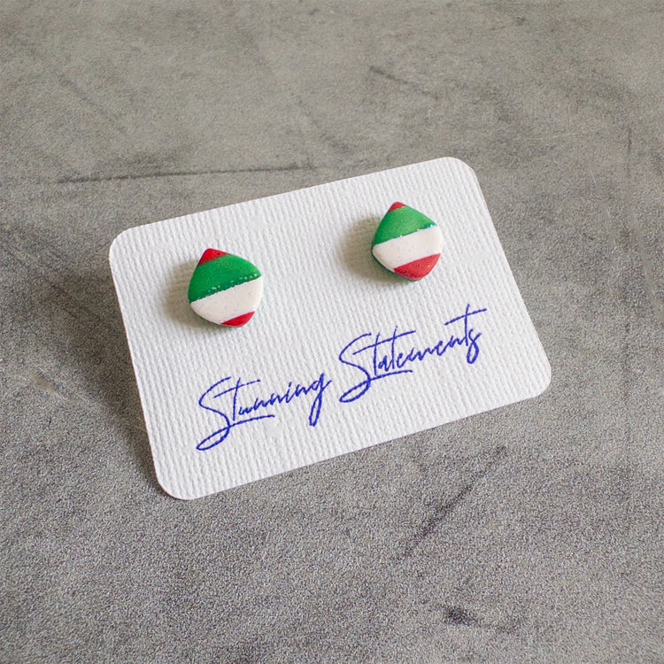 stunning statements small colorful bright bold red green dot stud clay earrings
