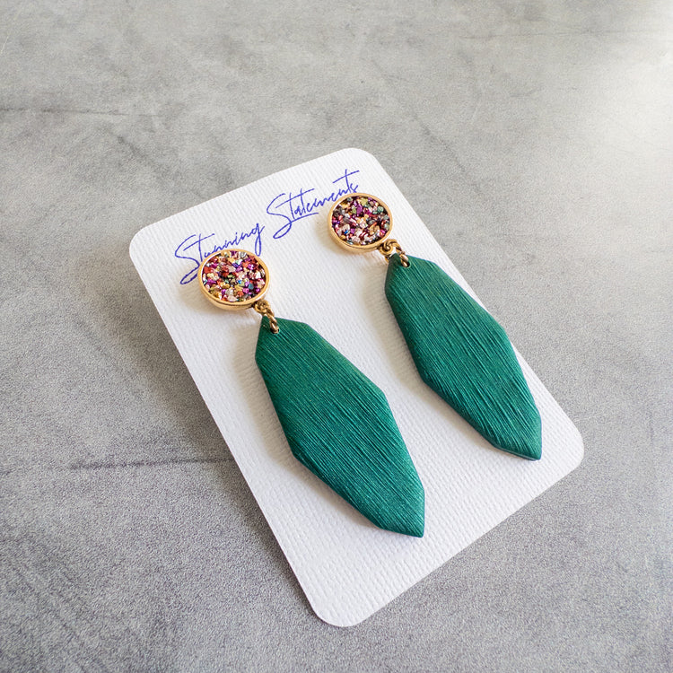 stunning statements clay elegant cocktail party long green gia dangle earrings