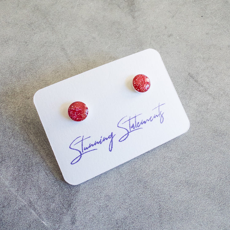 stunning statements clay lightweight small bitsy minimalist colorful circle red rhoda stud earrings