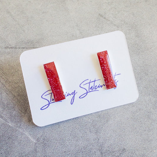 stunning statements clay lightweight small bitsy minimalist colorful rectangle red stacey stud earrings