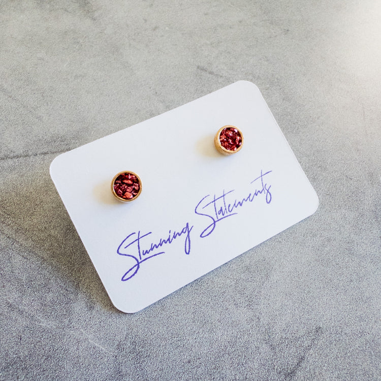 stunning statements small red gold simple audrey stud earrings