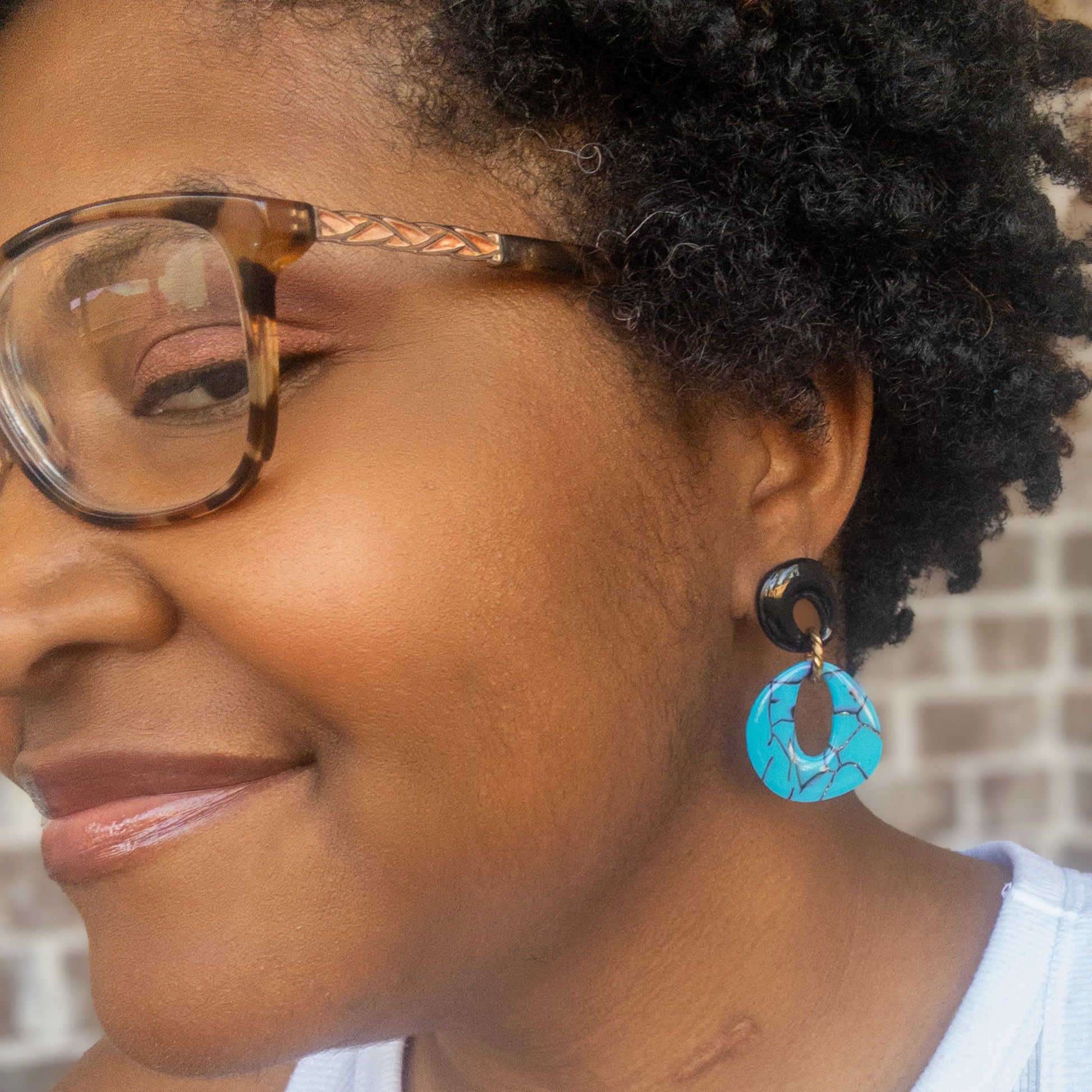 Brooke Faux Turquoise Circle Dangle Earrings