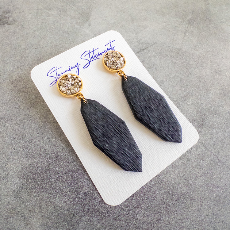stunning statements clay elegant cocktail party long black gia dangle earrings