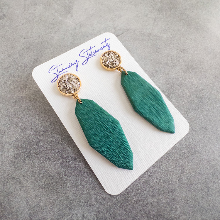 stunning statements clay elegant cocktail party long green gia dangle earrings