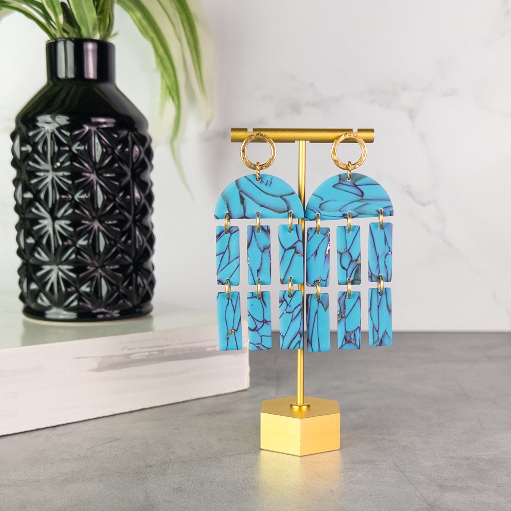 Harmoni Faux Turquoise Dangle Earrings