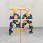 stunning statements clay mardi gras dangle lightweight statement alyssa earrings purple green gold