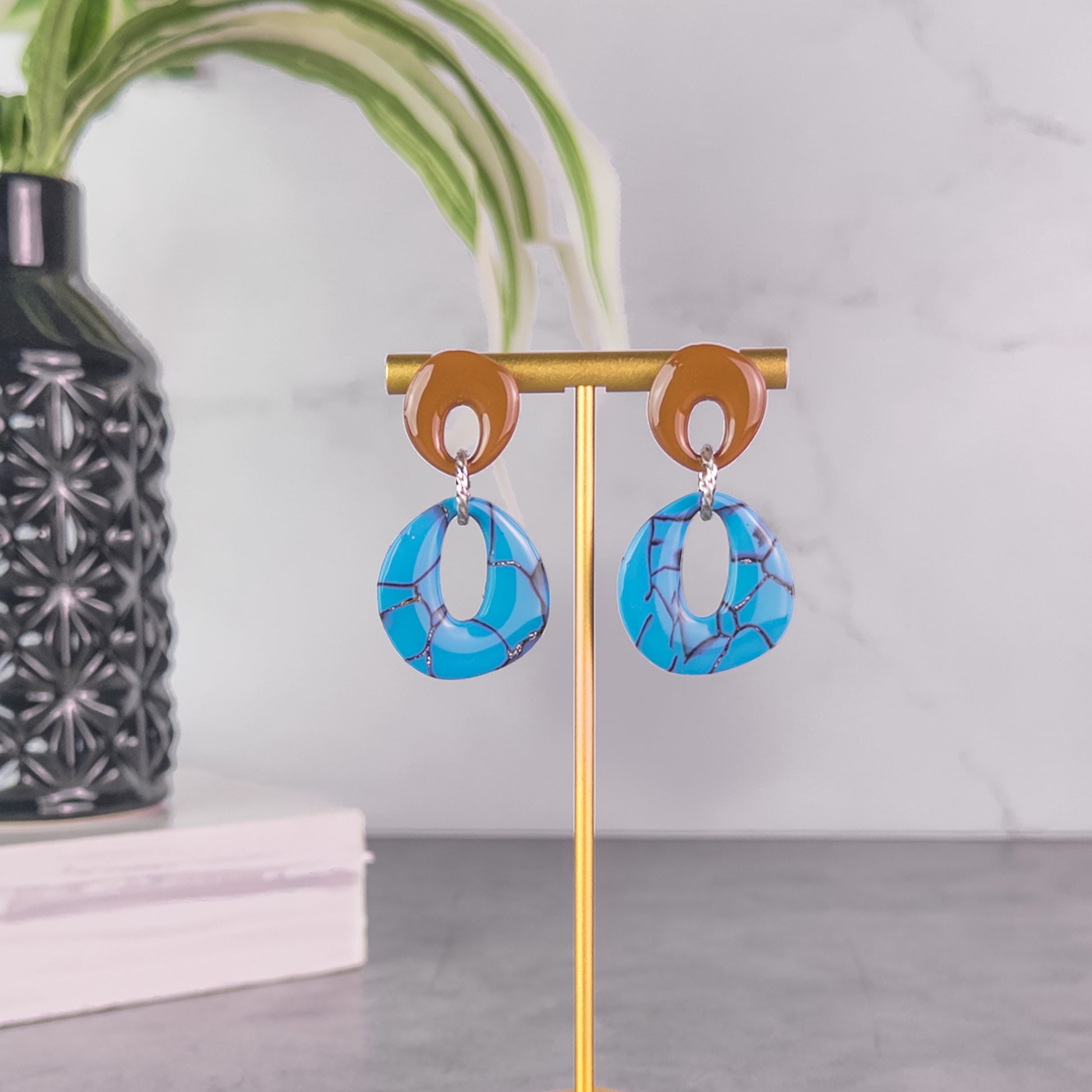 Brooke Faux Turquoise Circle Dangle Earrings