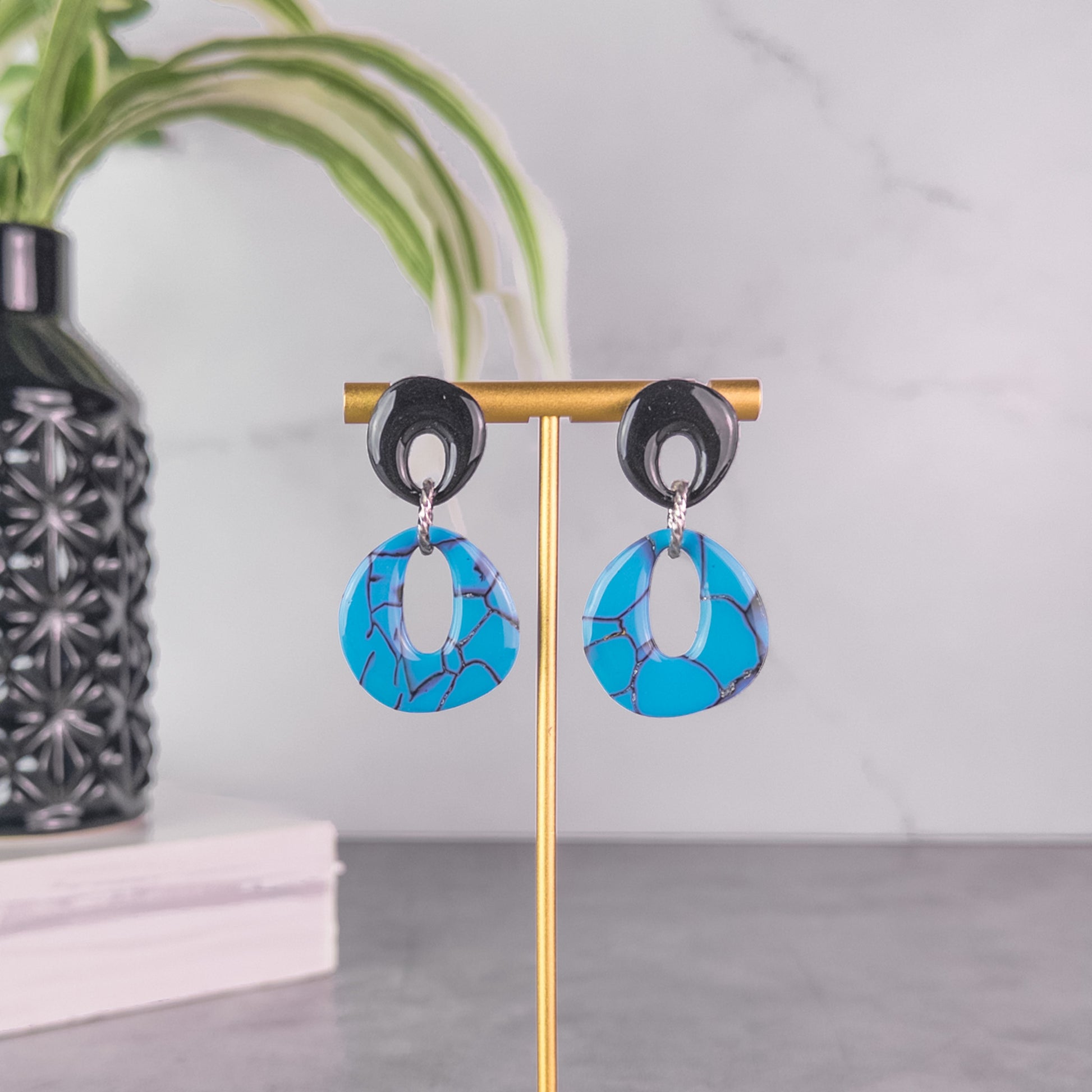Brooke Faux Turquoise Circle Dangle Earrings