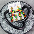 black history month juneteenth black red green yellow abstract large statement dangle lightweight multicolored festive earrings