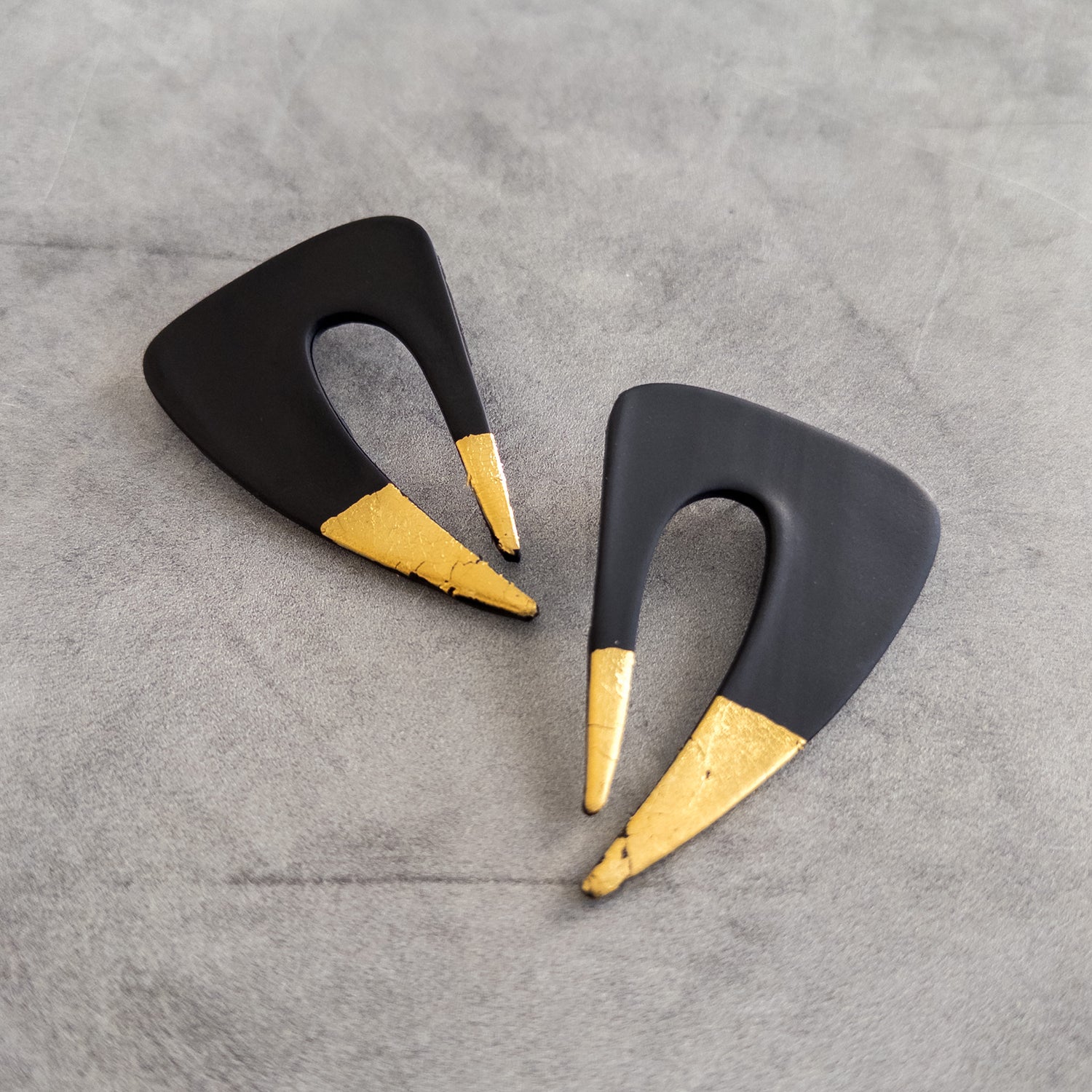 stunning statements oversized large stud black bold vibrant gold clay earring