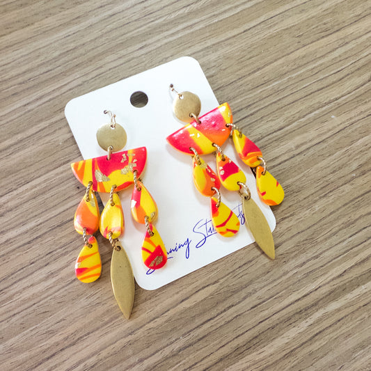 Stunning Statements chic bright artsy cocktail party colorful clay teal yellow pink orange Jasmine dangle Earrings
