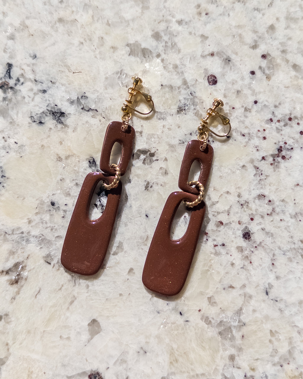 Brooke Clip-On Rectangle Dangle Earrings