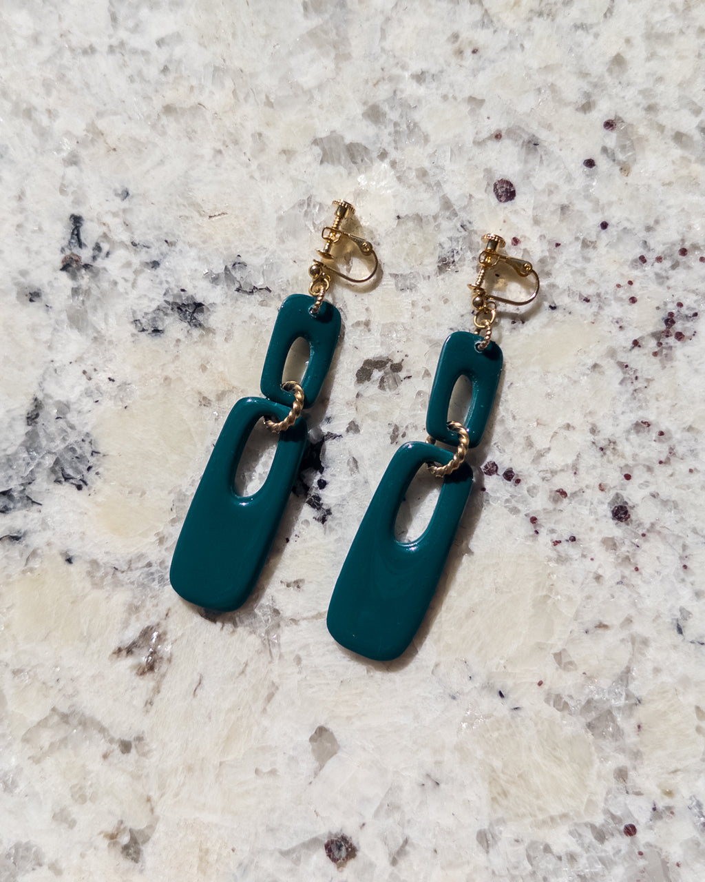 Brooke Clip-On Rectangle Dangle Earrings