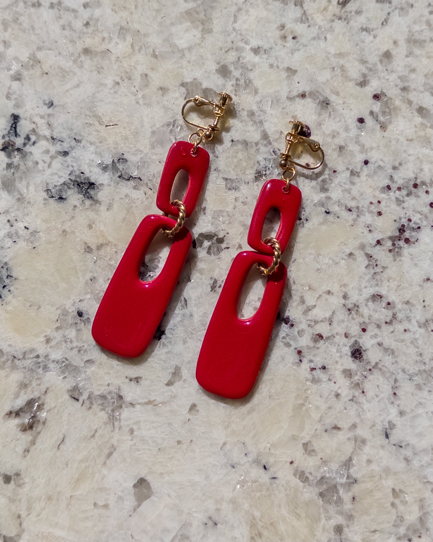 Brooke Clip-On Rectangle Dangle Earrings