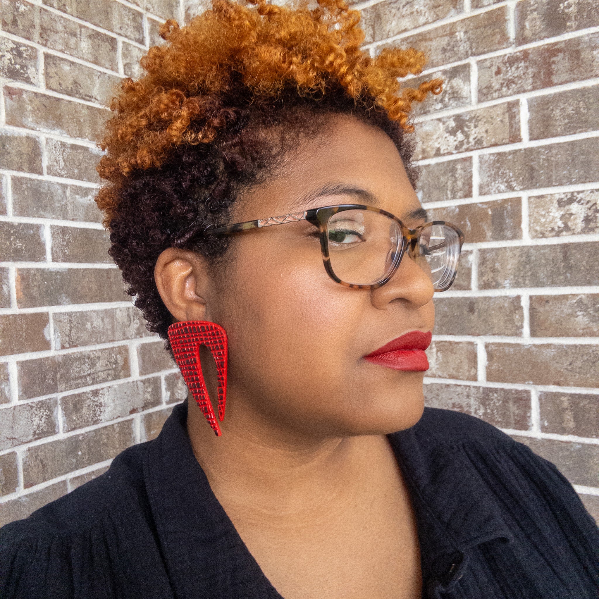 black history month juneteenth black red abstract large statement lightweight multicolored festive oversized stud earrings
