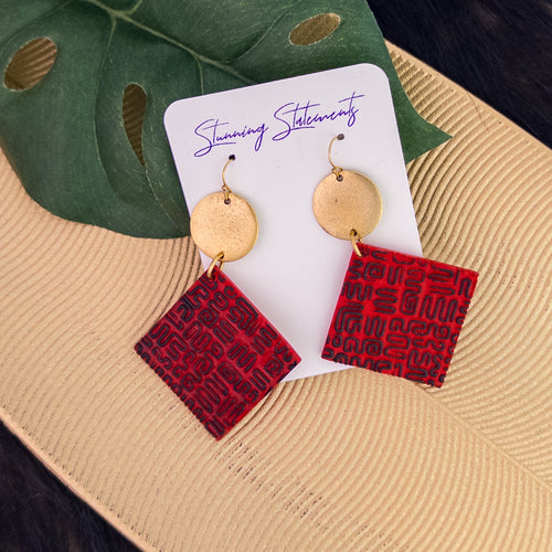 black history month juneteenth black red green yellow abstract large statement dangle lightweight multicolored festive earrings