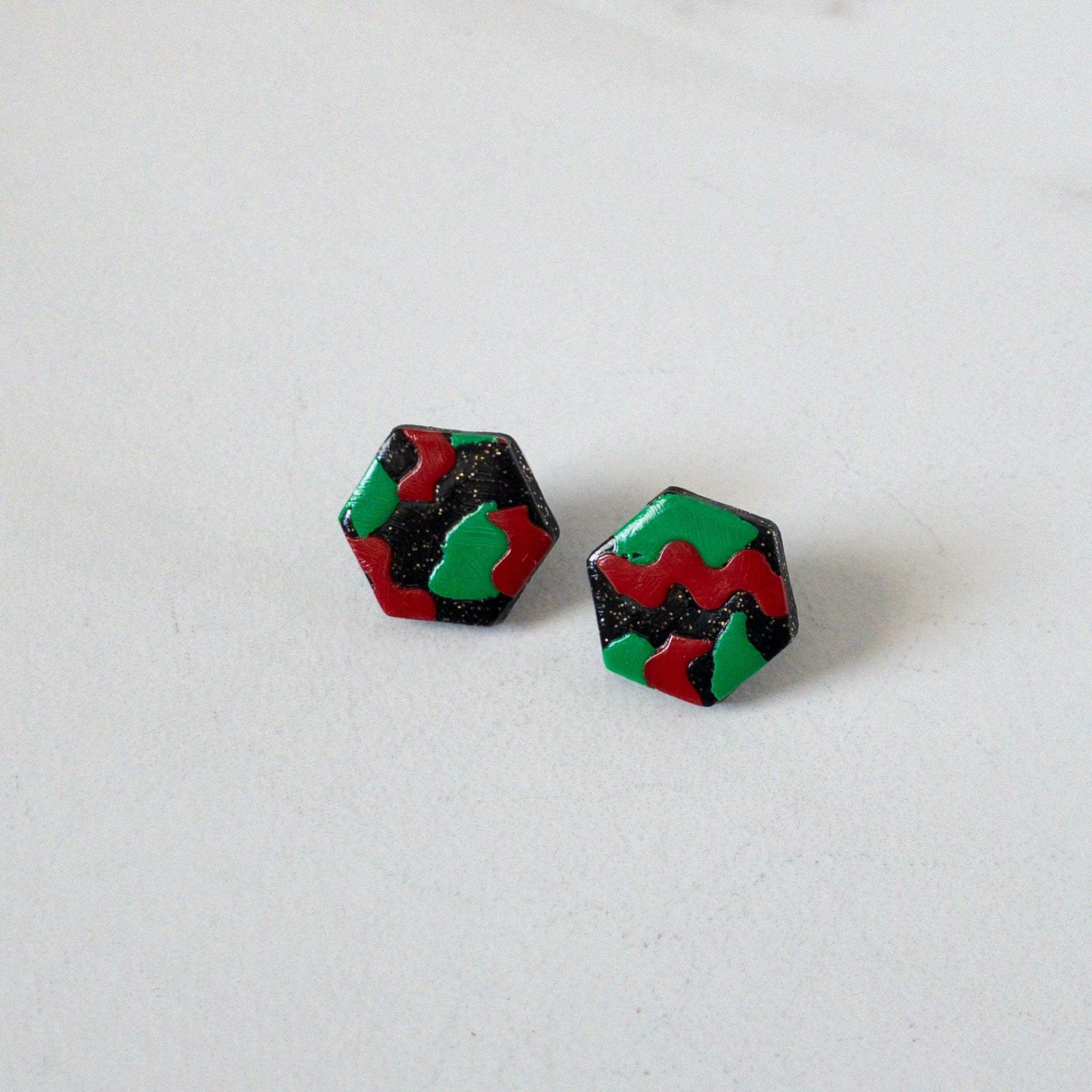 black history month juneteenth black red green yellow abstract statement stud lightweight multicolored festive earrings festive earrings
