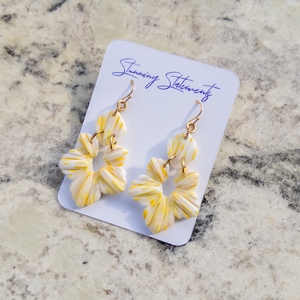 stunning statements handmade polymer clay multicolored lightweight floral textured spring summer flower dangle earrings