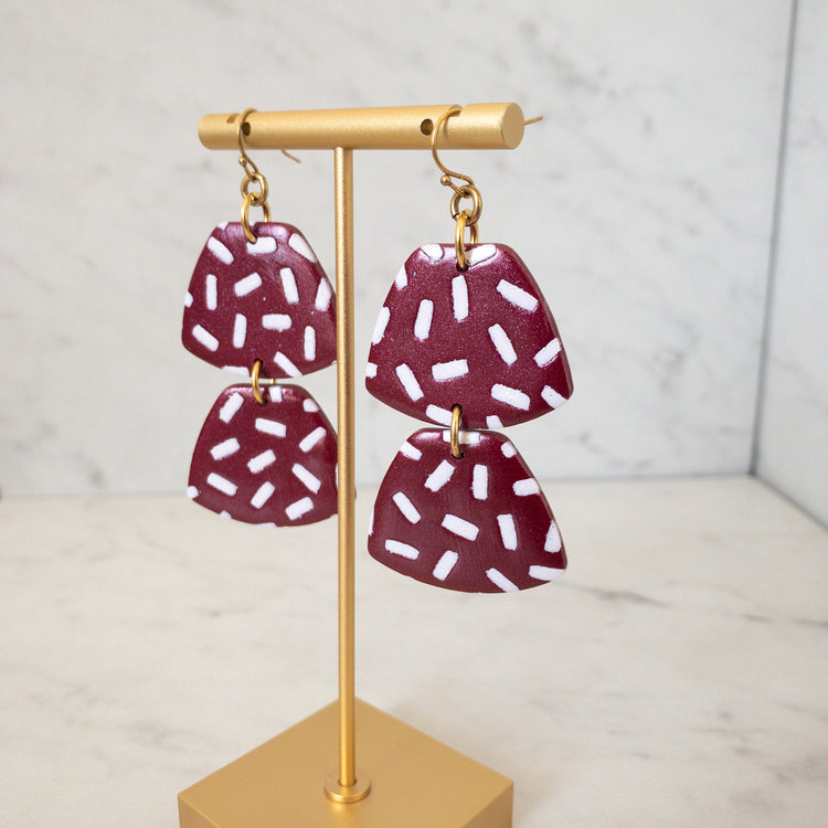 stunning statements lightweight bright bold colorful clay maroon burgundy white  lulu dangle earrings
