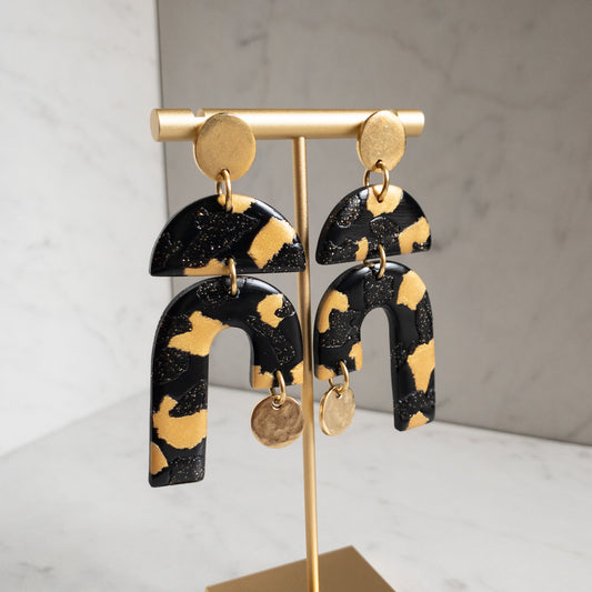 stunning statements alyssa black and gold  trendy earrings