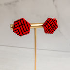 black history month juneteenth black red green yellow abstract large statement stud lightweight multicolored festive earrings festive earrings