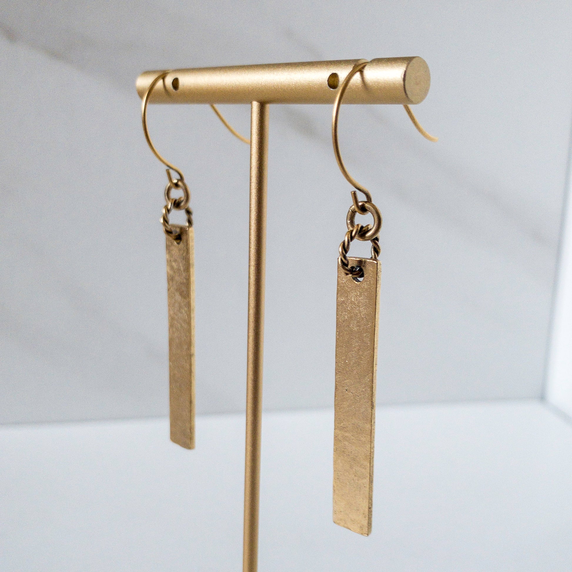 Stunning Statements gold rectangle Armani Bar Earrings