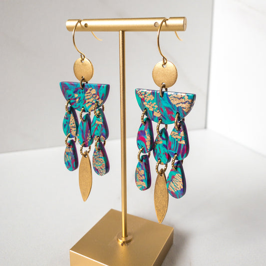 Stunning Statements chic bright artsy cocktail party colorful clay teal Jasmine dangle  Earrings