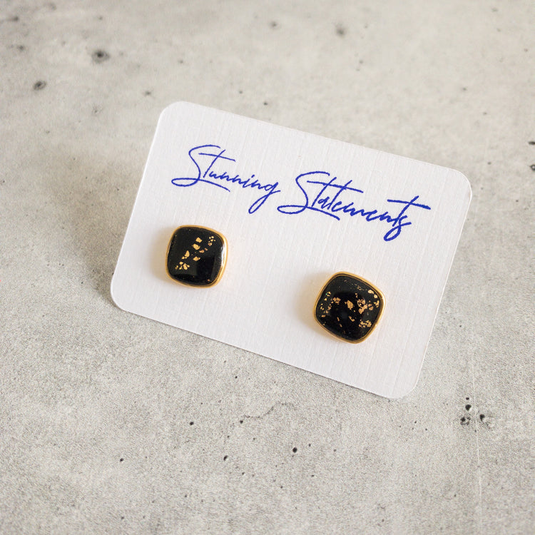stunning statements office work professional simple square clay black juliette stud earrings
